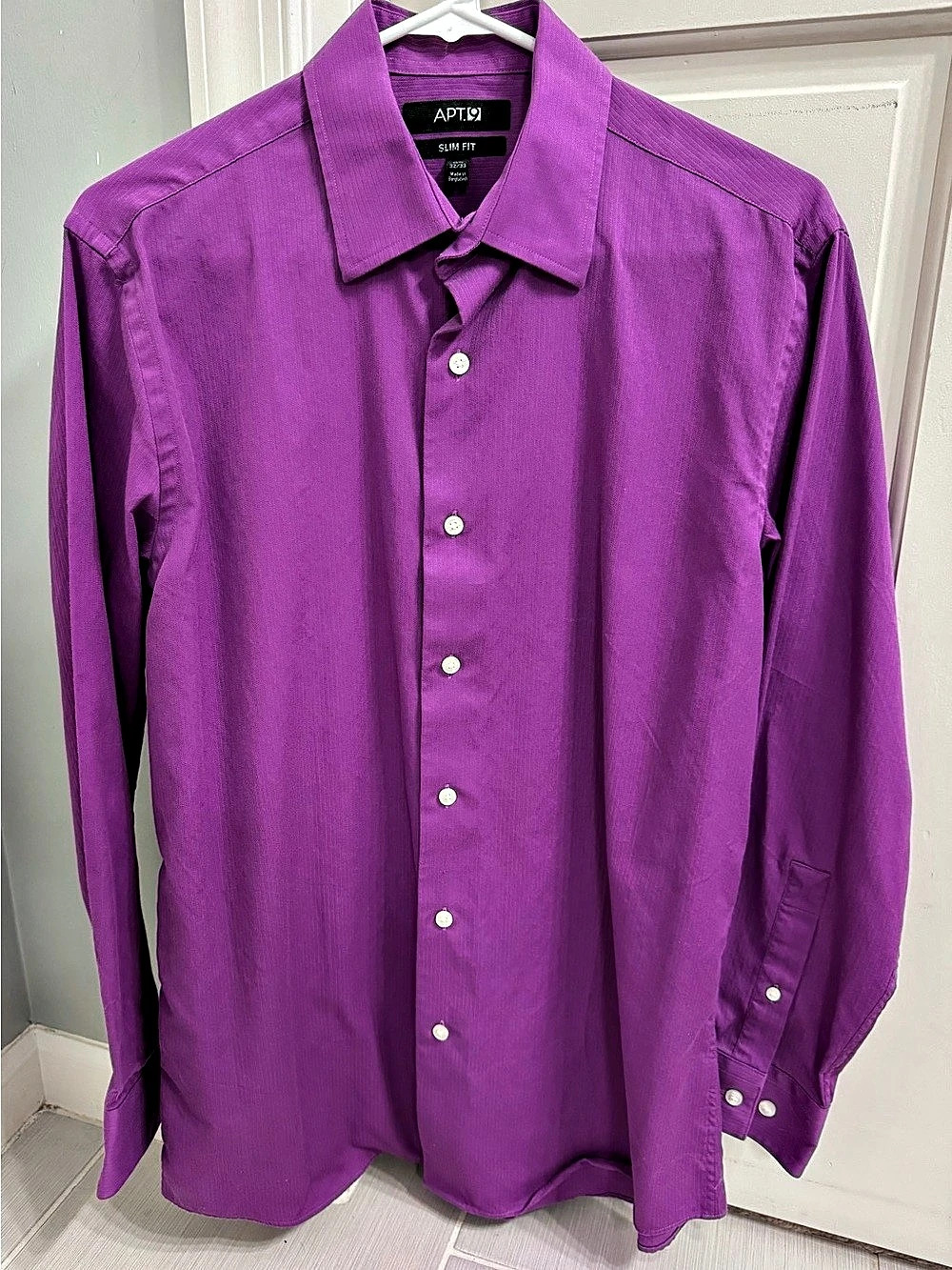 APT.9 Men’s Slim Fit Dress Shirt Purple Size 15 1/2  32/33 Like New